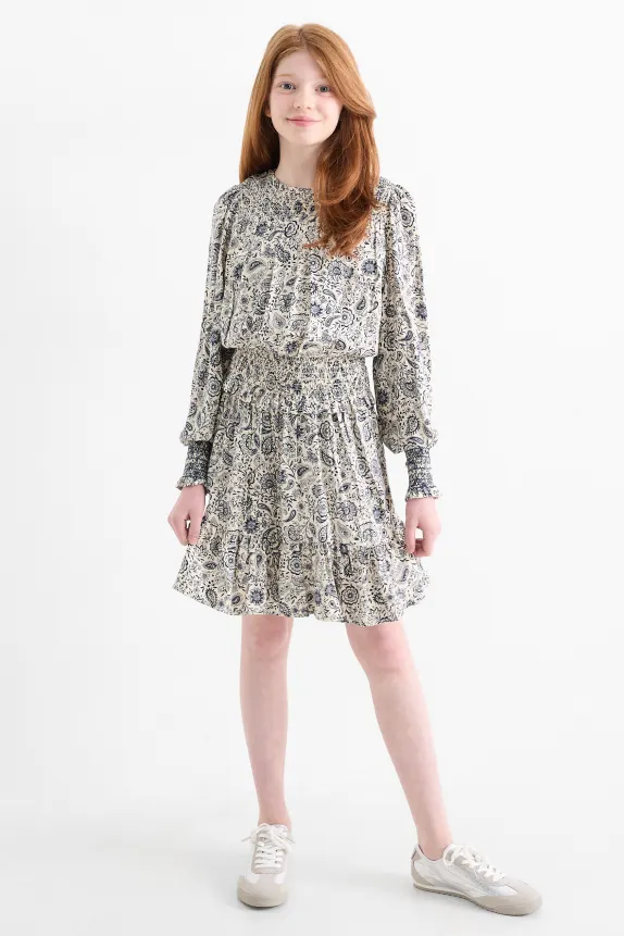 Dress - floral blue / white