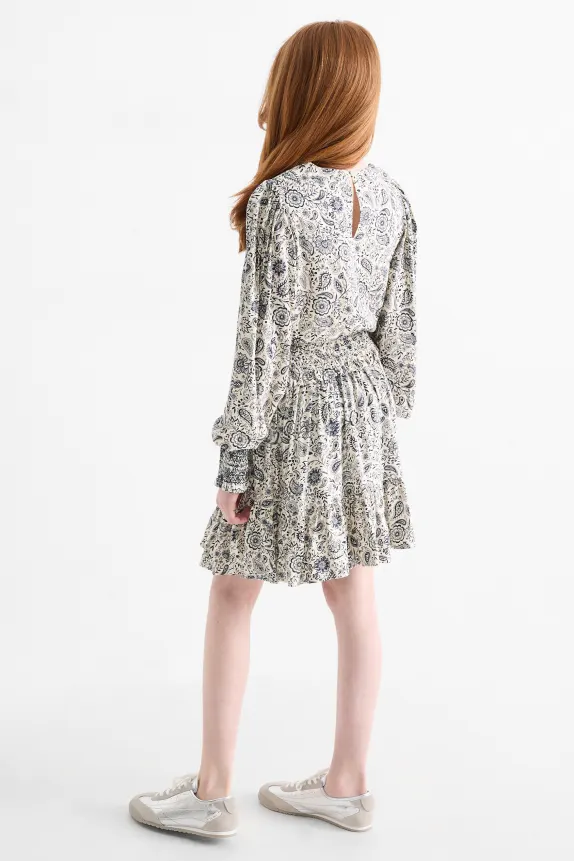 Dress - floral blue / white