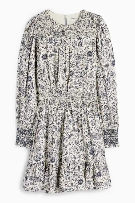 Dress - floral blue / white