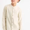 Shirt with linen content light beige