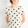 T-shirt - slim fit - polka dot black / beige