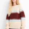 Jumper - ribbed - striped light beige