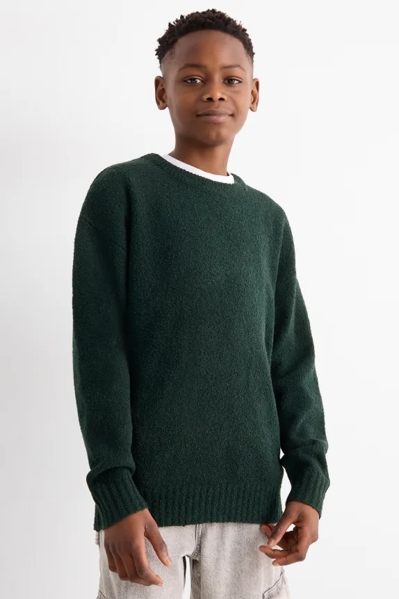BouclÃ© jumper dark green
