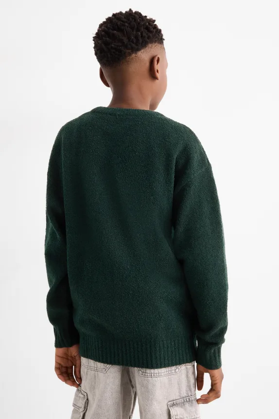 BouclÃ© jumper dark green