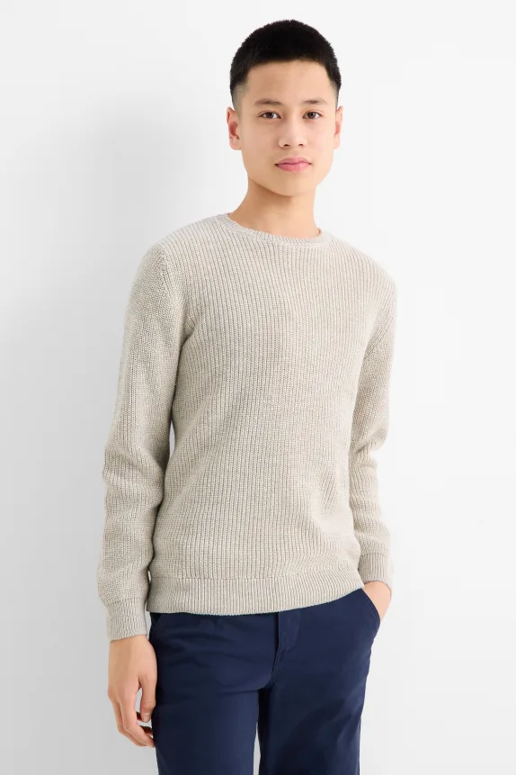 Jumper - ribbed light beige