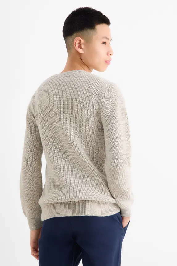 Jumper - ribbed light beige
