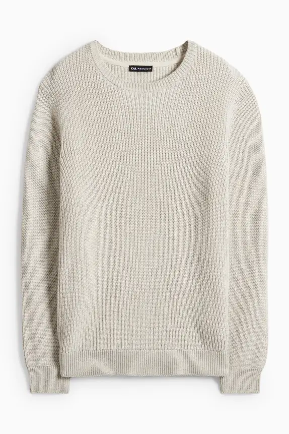 Jumper - ribbed light beige