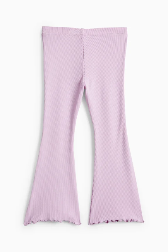 Frozen - flared leggings - ribbed - shiny light violet