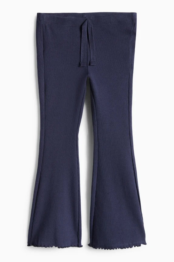 Flared leggings - ribbed dark blue
