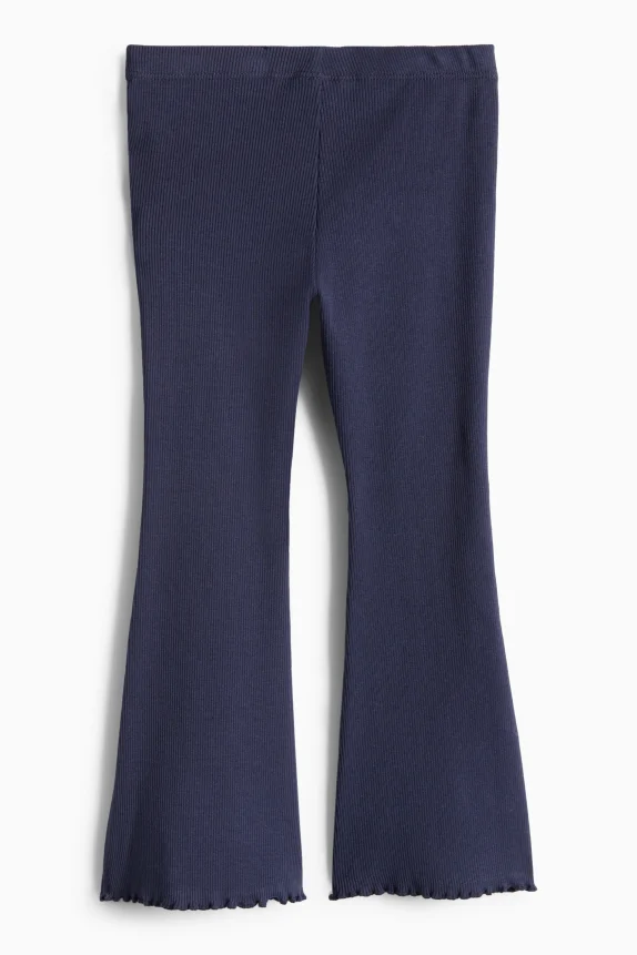 Flared leggings - ribbed dark blue