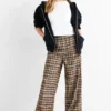 Cloth trousers - check brown