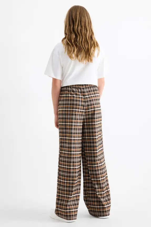 Cloth trousers - check brown