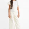 Cloth trousers with belt cremewhite