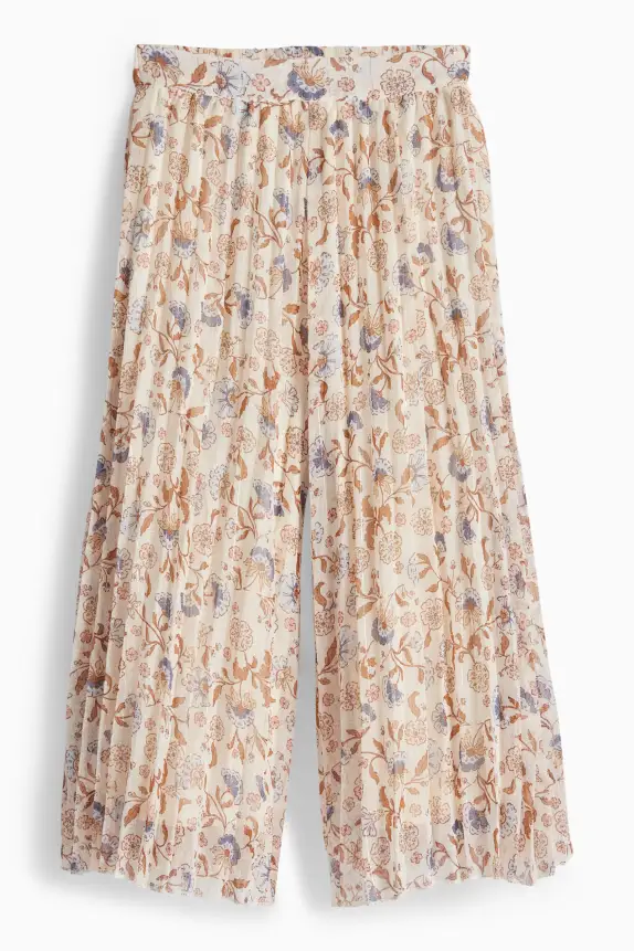 Floral - plissÃ© trousers - shiny beige