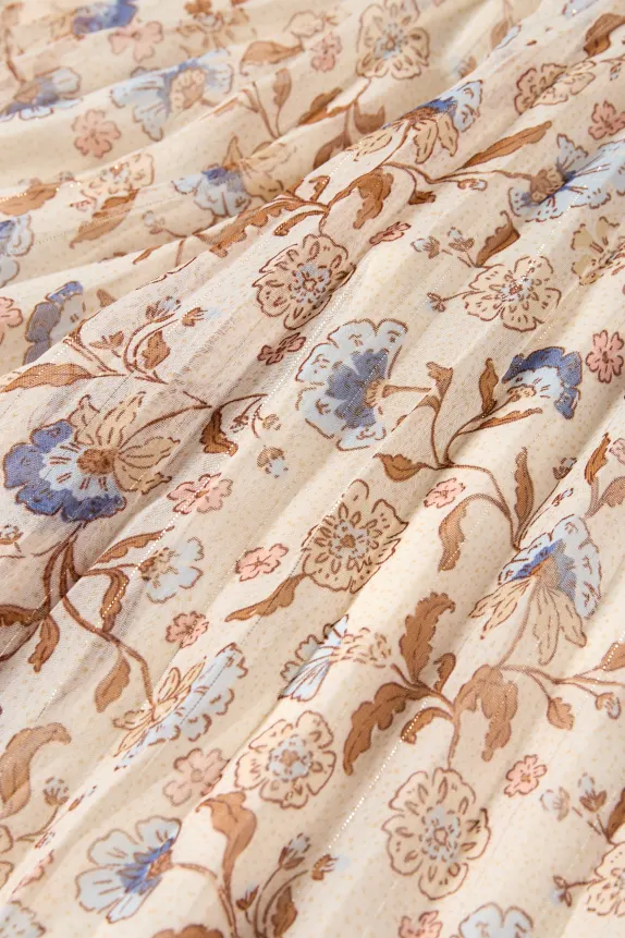 Floral - plissÃ© trousers - shiny beige