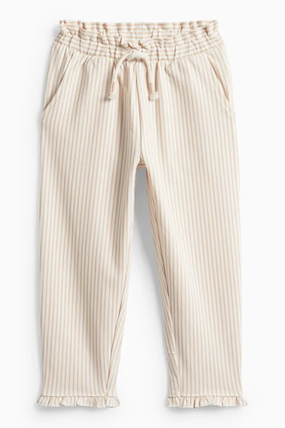 Joggers - striped white / beige