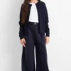 Cloth trousers with belt dark blue