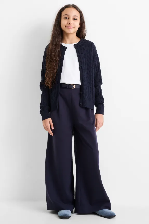 Cloth trousers with belt dark blue