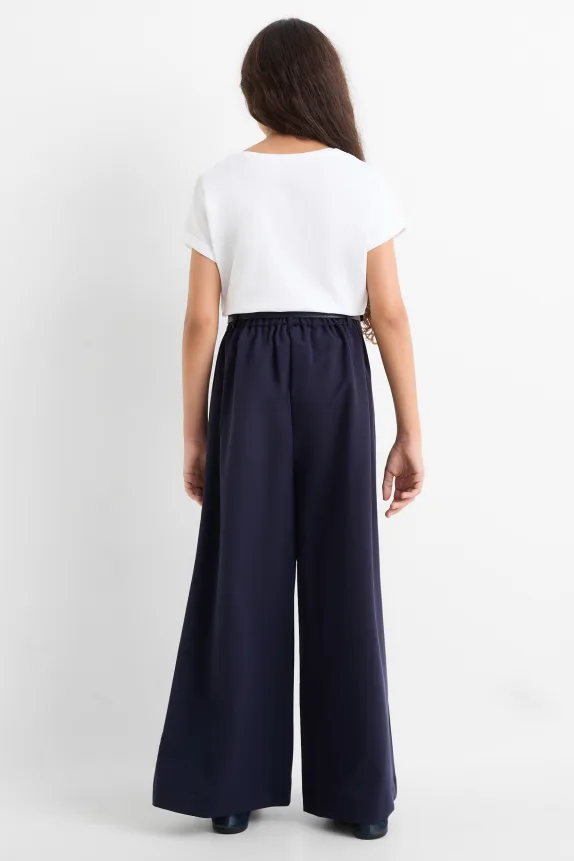 Cloth trousers with belt dark blue