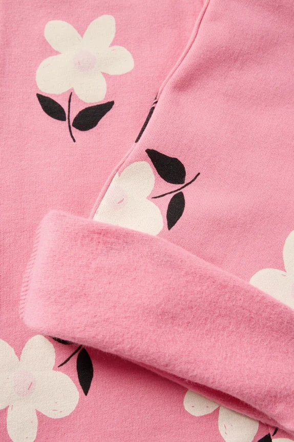 Floral - set - sweatshirt and flared leggings - 2 piece pink