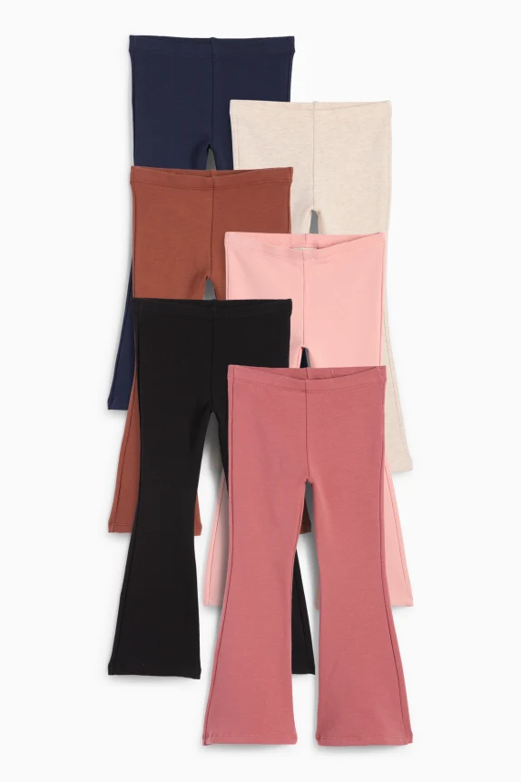 Multipack of 6 - flared thermal leggings dark rose