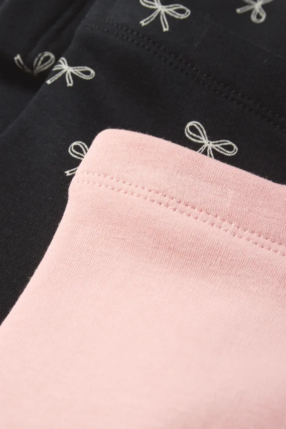 Multipack of 2 - bunny rabbit and bow - thermal leggings black / rose
