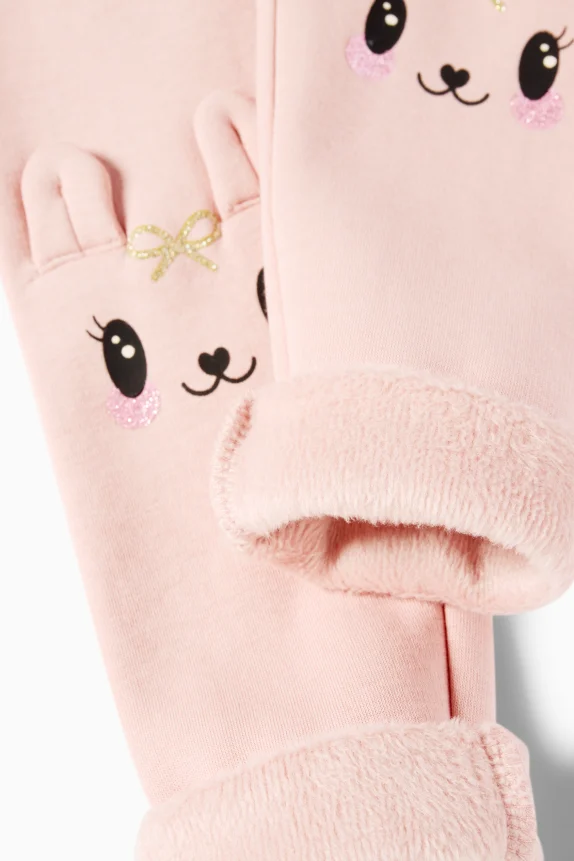 Multipack of 2 - bunny rabbit and bow - thermal leggings black / rose