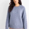 Cashmere jumper - cable knit pattern blue