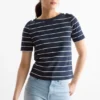 T-shirt - regular fit - striped dark blue