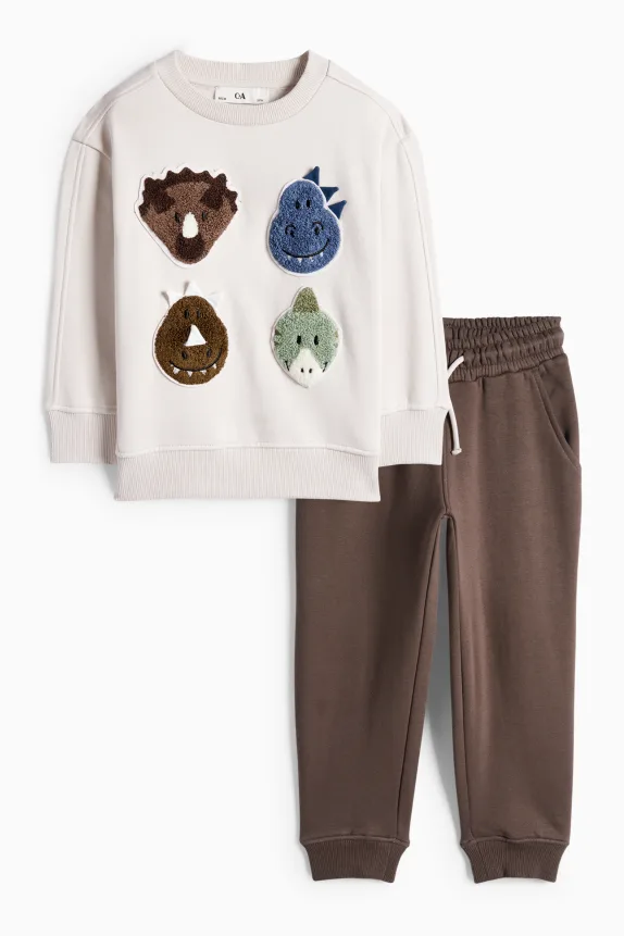 Dino - set - sweatshirt and joggers - 2 piece light beige