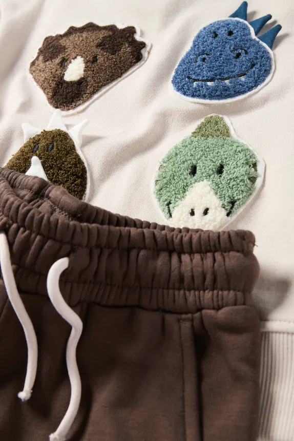 Dino - set - sweatshirt and joggers - 2 piece light beige