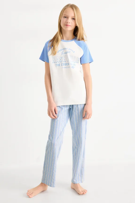 Nashville - pyjamas - 2 piece white / light blue