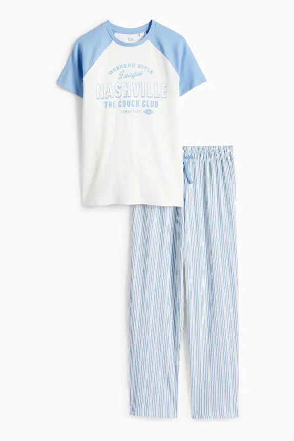 Nashville - pyjamas - 2 piece white / light blue