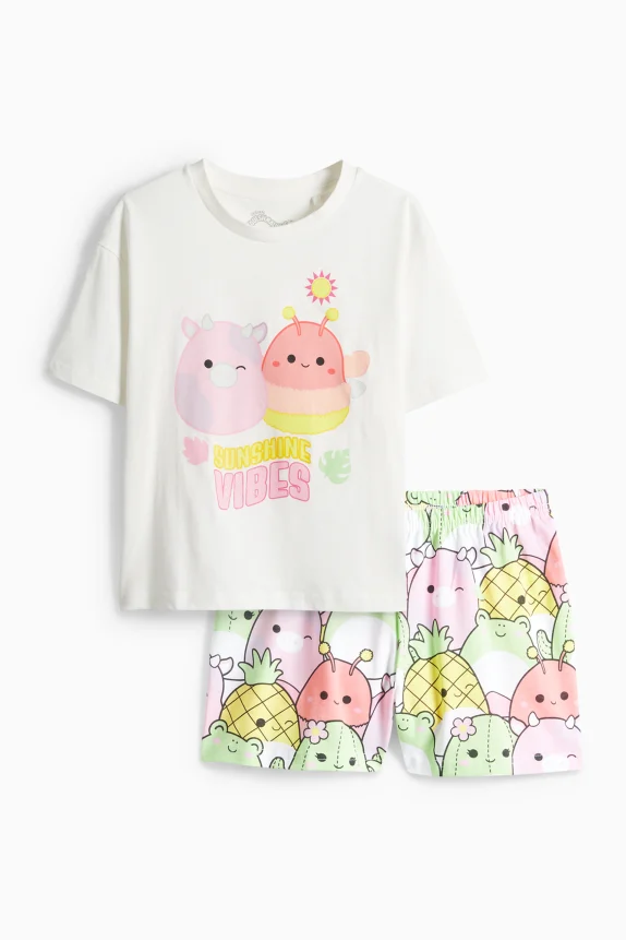 Squishmallows - short pyjamas - 2 piece white / rose
