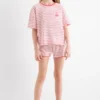 Cherry - terry cloth short pyjamas - 2 piece - striped white / red