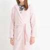 Terry cloth bathrobe with hood rose