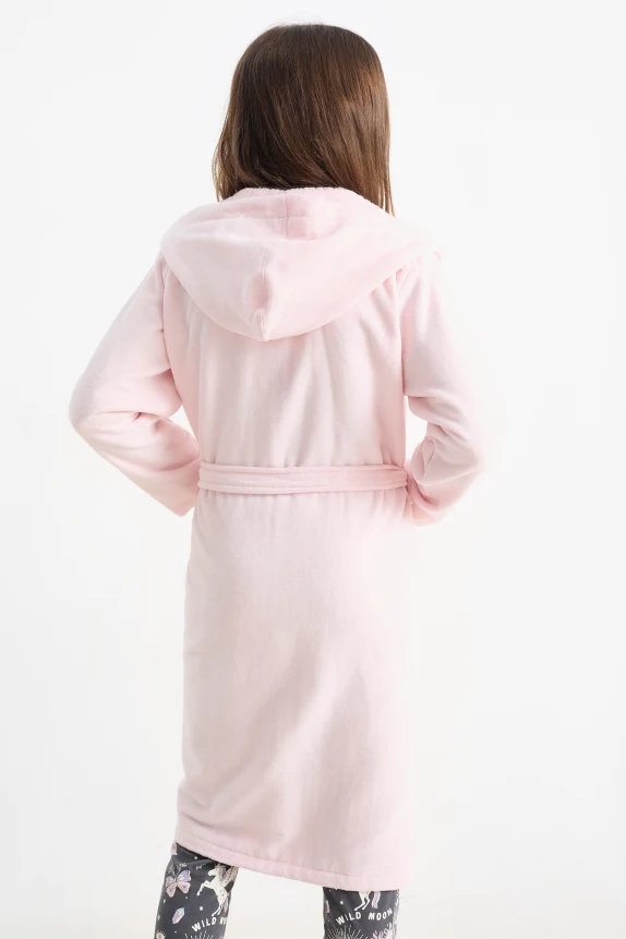 Terry cloth bathrobe with hood rose