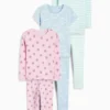 Multipack of 3 - heart and stars - pyjamas - 6 piece rose