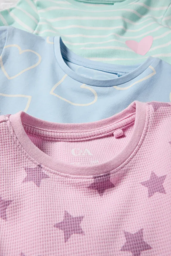 Multipack of 3 - heart and stars - pyjamas - 6 piece rose