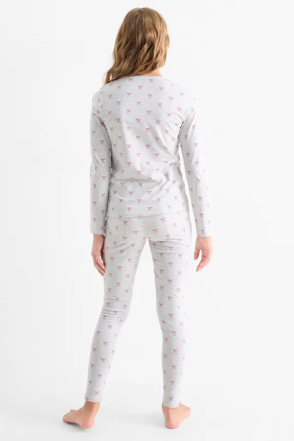 Multipack of 2 - bow - pyjamas - 4 piece dark rose