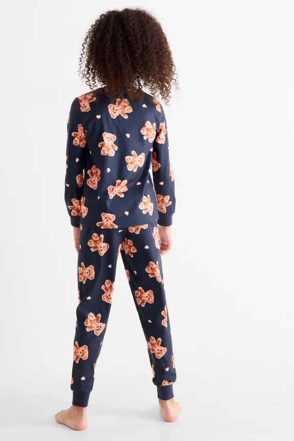 Teddy bear - pyjamas - 2 piece dark blue