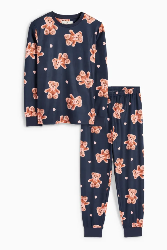 Teddy bear - pyjamas - 2 piece dark blue