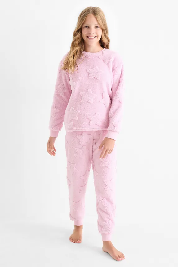 Star - winter pyjamas - 2 piece pink
