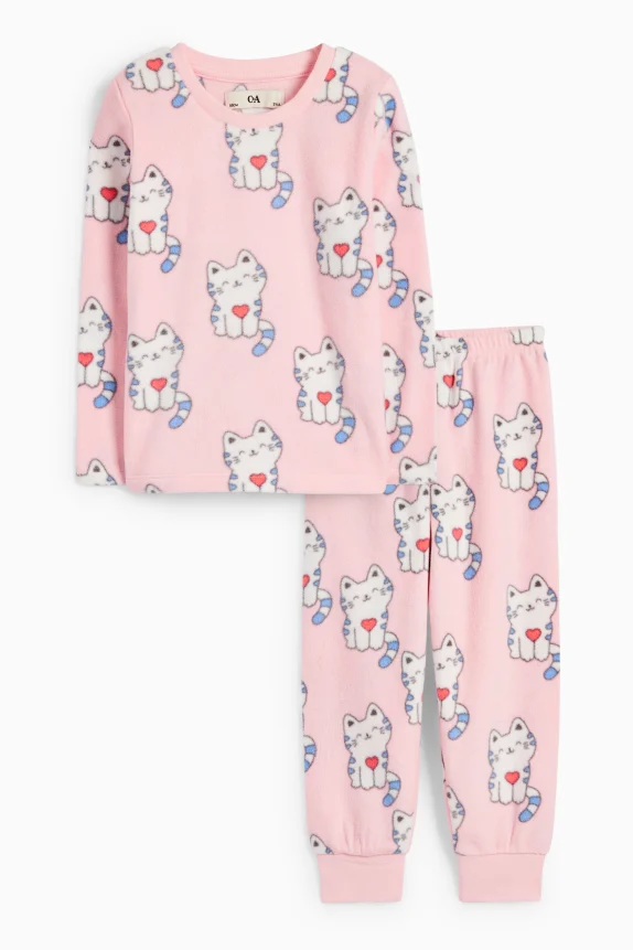 Cat - winter pyjamas - 2 piece rose