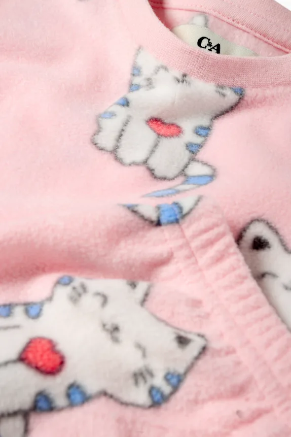 Cat - winter pyjamas - 2 piece rose