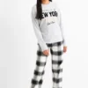New York - pyjamas with flannel bottoms - 2 piece light gray-melange
