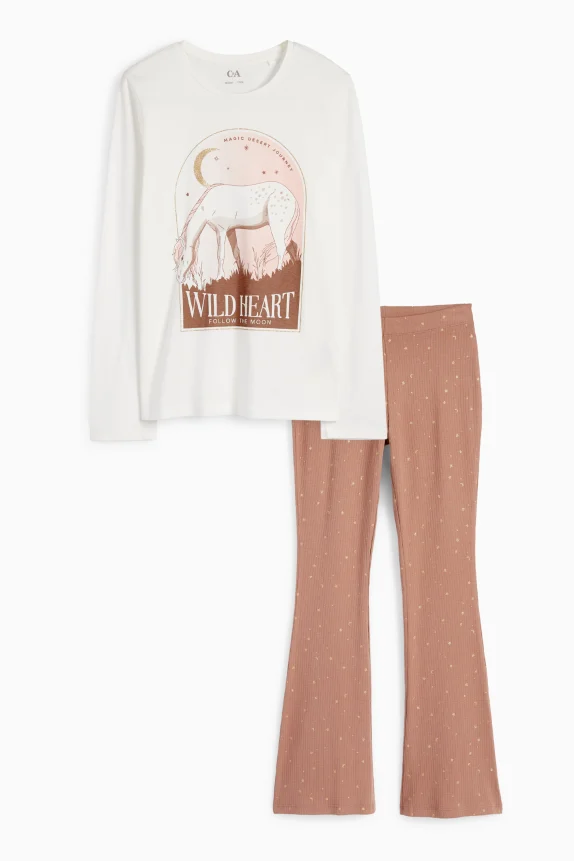Horse - pyjamas - 2 piece brown / cremewhite