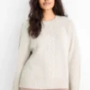 Cashmere jumper - cable knit pattern light gray