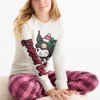 Kuromi - set - pyjamas with flannel bottoms and sleep mask white / pink