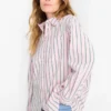 Blouse - striped green / rose
